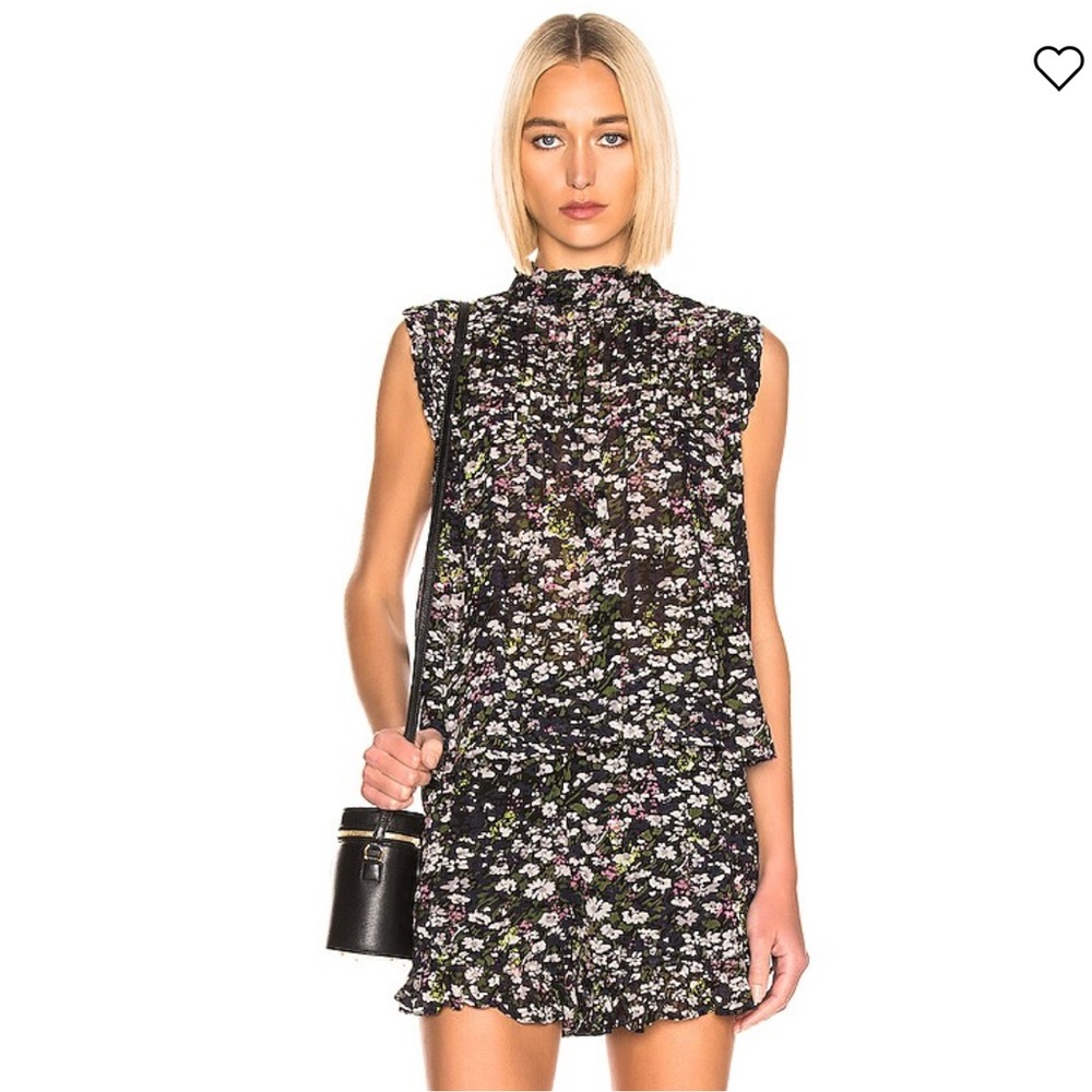 GANNI Georgette Sleeveless Floral Blouse